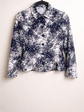 Vintage Givenchy Navy and White Printed Jacket